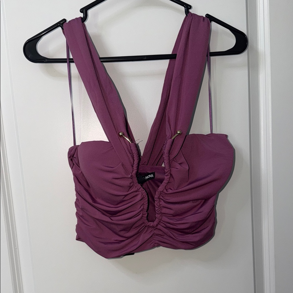Fashion Nova Purple Ruched Crop Top